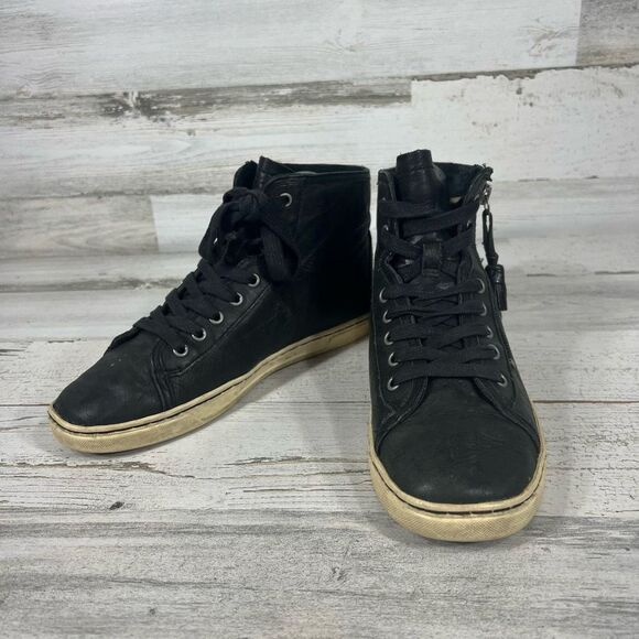 UGG Womens Blaney High Top Tassel Leather Zip Lace Up Sneakers Black Size‎ 6.5 - Picture 5 of 8